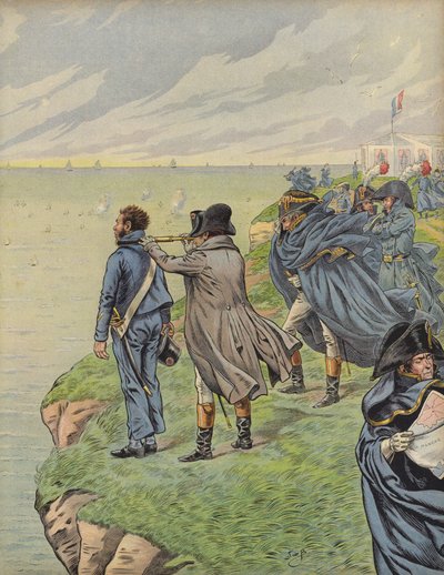 Napoleon Bonaparte Surveying His Fleet as They Depart from Boulogne by Jacques Marie Gaston Onfray de Breville (Job)