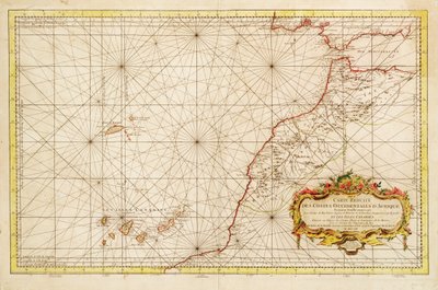 Map of the north western coast of Africa, from the Strait of Gibraltar to the Canary Islands by Jacques Nicolas Bellin