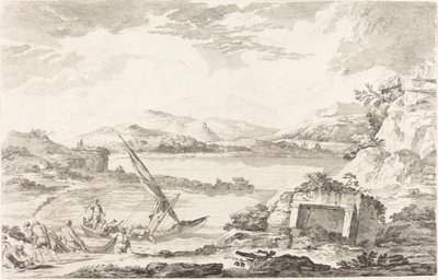 View of the Ancient Port of Phaleron, Athens by Jacques Philippe LeBas after Julien David Le Roy