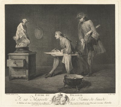 The Drawing Lesson by Jacques Philippe Le Bas after Jean Siméon Chardin