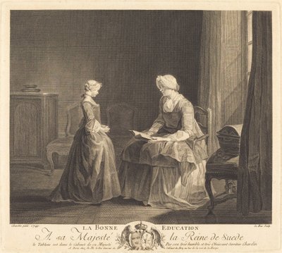 The Good Education by Jacques Philippe Le Bas after Jean Siméon Chardin