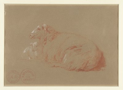 Lying Sheep with Lamb by Jacques Raymond Brascassat