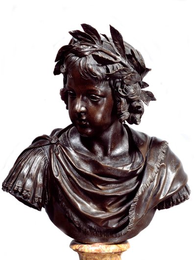 Bust in bronze of Louis XIV (1638-1715) child said to the Roman by Jacques Sarazin