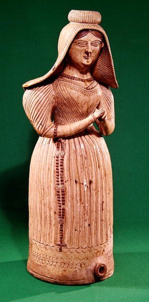 Bottle in the form of a woman with a headdress, Borne Workshop by Jacques Sebastien Talbot
