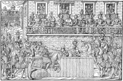 The tournament where Henri II is mortally wounded, 1559 by Jacques Tortorel