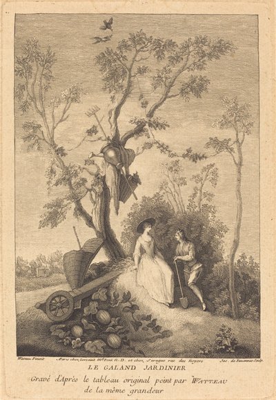 The Gallant Gardener by Jacques de Favanne after Antoine Watteau
