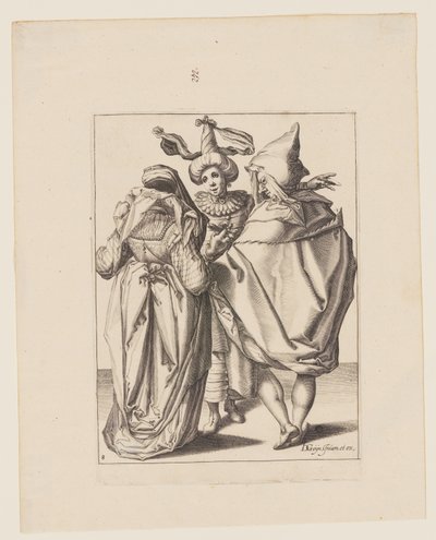 A Couple Addressing a Gesticulating Young Man, from The Masquerades by Jacques de Gheyn II
