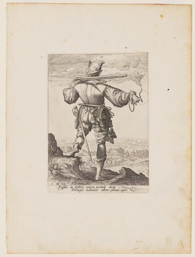 Helmetted Musketeer, from Officers and Soldiers of the Bodyguard of Emperor Rudolph II by Jacques de Gheyn II