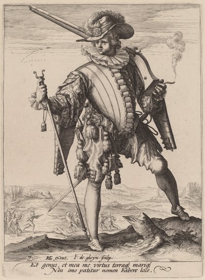 Soldier with Arquebus by Jacques de Gheyn II after Hendrik Goltzius
