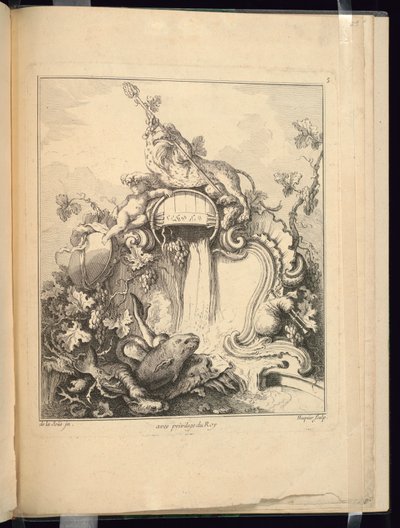 Design for a Cartouche Surmounted by a Tiger by Jacques de Lajoüe