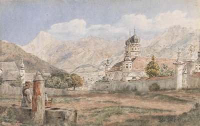 View of Stams Abbey in Tyrol by Jakob Alt