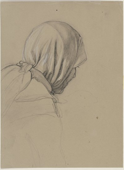 Back View of a Woman with Headscarf by Jakob Becker