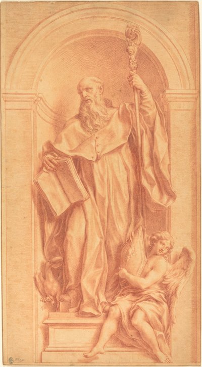 A Sculpture of Saint Benedict in a Niche by Jakob Frey