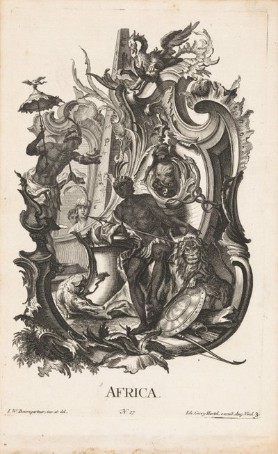 Rocaille with the Personification of the Continent Africa Africa (title on object) The Four Continents (series title) by Jakob Gottlieb Thelott