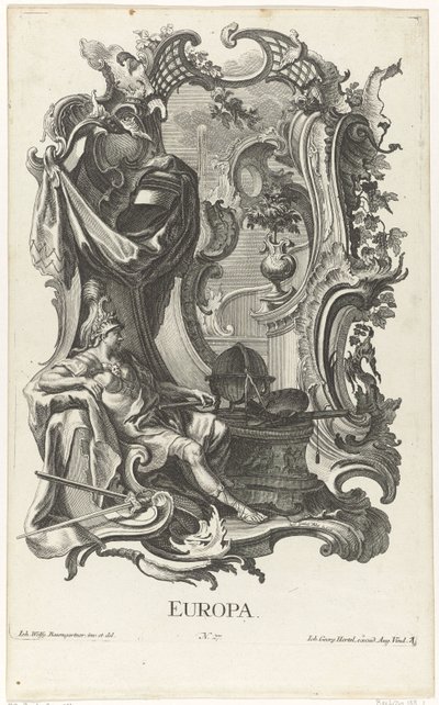 Rocaille with the Personification of Europe by Jakob Gottlieb Thelott