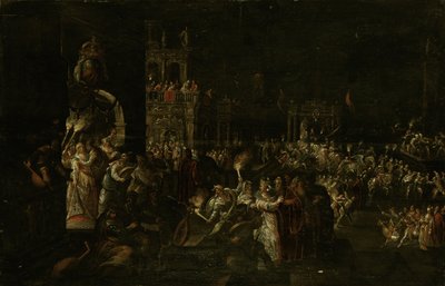 A Carnival Night in a Baroque Piazza by Jakob Isaaksz Swanenburgh