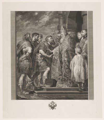 Saint Ambrose Refuses Emperor Theodosius Entry to the Church in Milan by Jakob Matthias Schmutzer