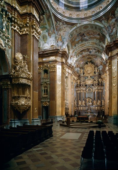 Inside view of the Benedictine Church of Melk, Melk, Austria by Jakob Prandtauer