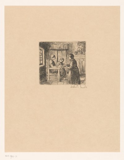 Interior with Three People (The Sick) by Jakob Smits (signed by artist)