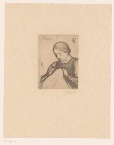 Portrait of Malvina Dedeyn with Needlework by Jakob Smits