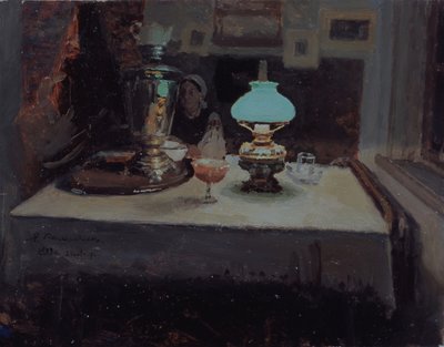 At the Samovar by Jakov Jakovlevich Kalinichenko