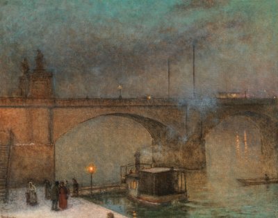 Prague, Steamer on the Vltava Before the Palacky Bridge by Jakub Schikaneder