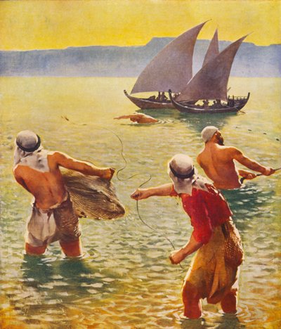 Holy Land: Fishing in the Lake of Galilee by James (after) Clark