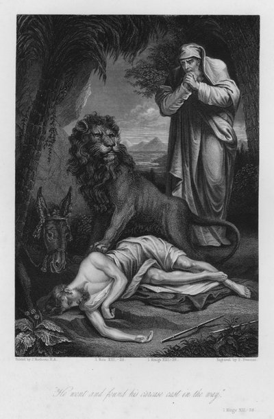 The Disobedient Prophet, I Kings XIII, 28 (engraving) by James (after) Northcote
