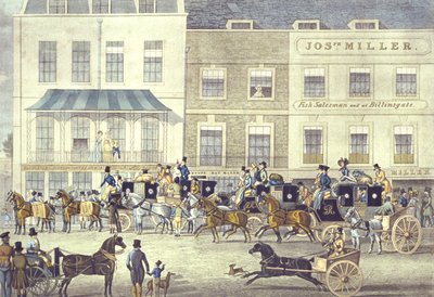 West Country Mail at the Gloucester Coffee House, Piccadilly by James (after) Pollard