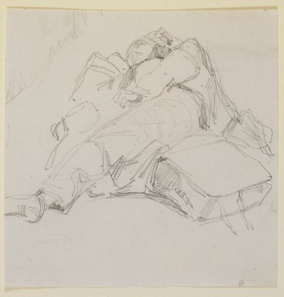 A Man Asleep on a Pile of Luggage by James Abbott McNeill Whistler