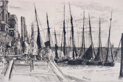 Boats alongside Billingsgate, London by James Abbott McNeill Whistler