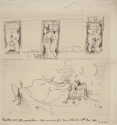 Sketch of the Peacock Room by James Abbott McNeill Whistler