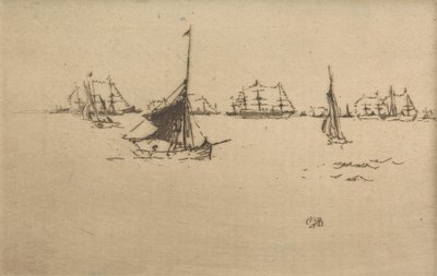 The Fleet: Evening, from a set of twelve etchings entitled The Naval Review by James Abbott McNeill Whistler
