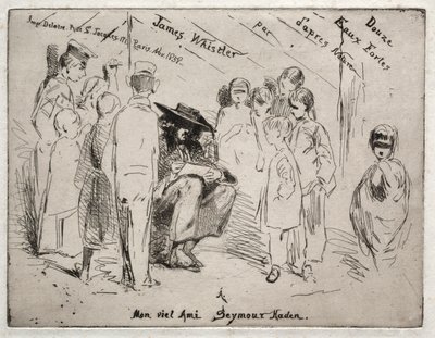 Twelve Etchings from Nature: Title Page - Delauney Sketching by James Abbott McNeill Whistler