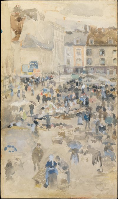 Variations in Violet and Grey, Market Place, Dieppe by James Abbott McNeill Whistler