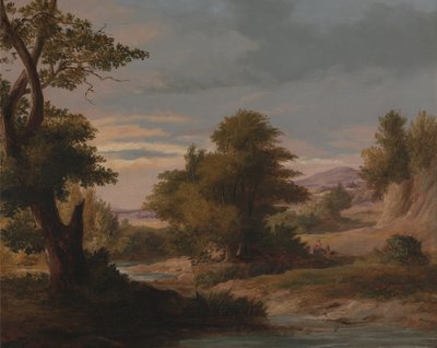 A Wooded River Landscape with Mother and Child by James Arthur OConnor