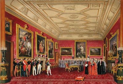 The Rubens Room, Windsor Castle - the King of France Receiving an Address from the Alderman by James Baker (after) Pyne