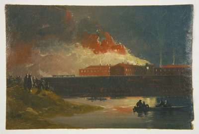 Bristol Riots: The Burning of the New Gaol by James Baker Pyne