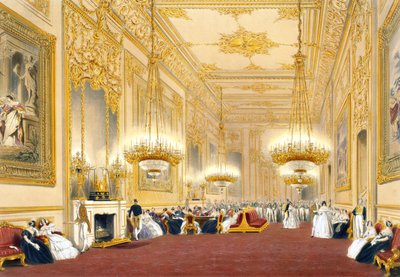 The Grand Reception Room - State Entertainment for His Majesty King Louis-Philippe, 1838 by James Baker after Pyne