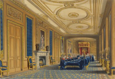 The Throne Room, Windsor Castle - The Installation of the Order of the Garter, 1838 by James Baker after Pyne