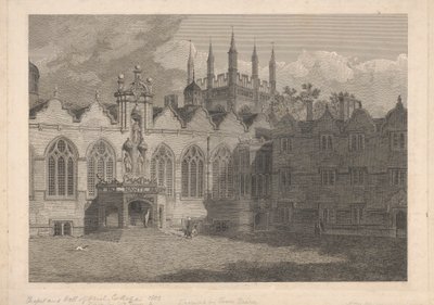 A View of the Chapel and Hall of Oriel College by James Basire