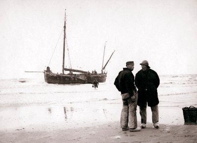 Men on the shore, Scheveningen, Netherlands, 1898 by James Batkin