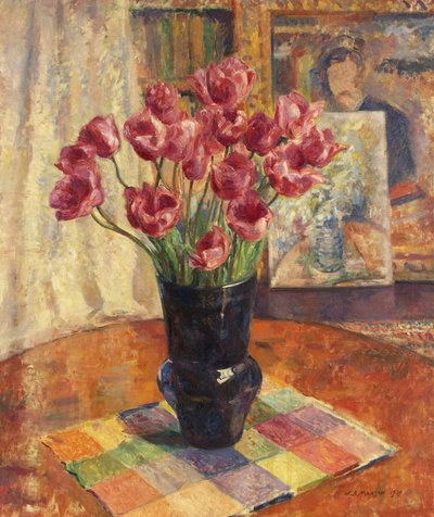 Tulips in a Blue Bowl by James Bolivar Manson