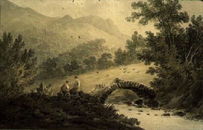 View near Halifax: A Stone Bridge over a Stream by James Bourne
