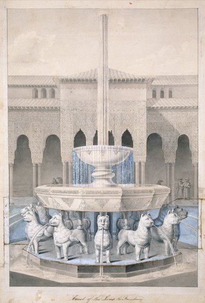 Fountain in the Court of the Lions, Alhambra, from The Arabian Antiquities of Spain, published 1815 by James Cavanagh Murphy
