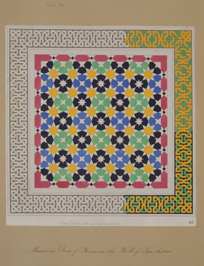 Mosaic in dado of recess in the Hall of Two Sisters, Alhambra, from 