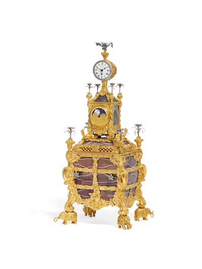 George III musical timepiece table clock, c.1766 by James Cox