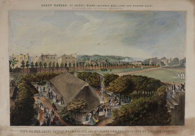 View of the Abbey Taverns promenades and grounds, Violet Hill, Marylebone by James D Barnett