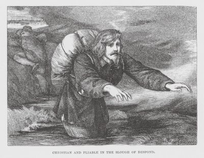 Christian and Pliable in the Slough of Despond (engraving) by James Dawson Watson