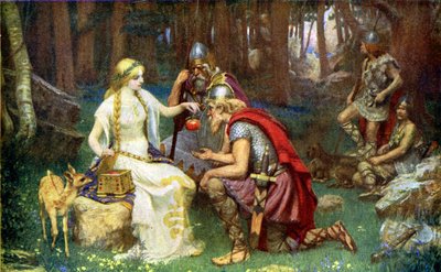 Goddess Idunn and the youth maintaining apples by James Doyle Penrose